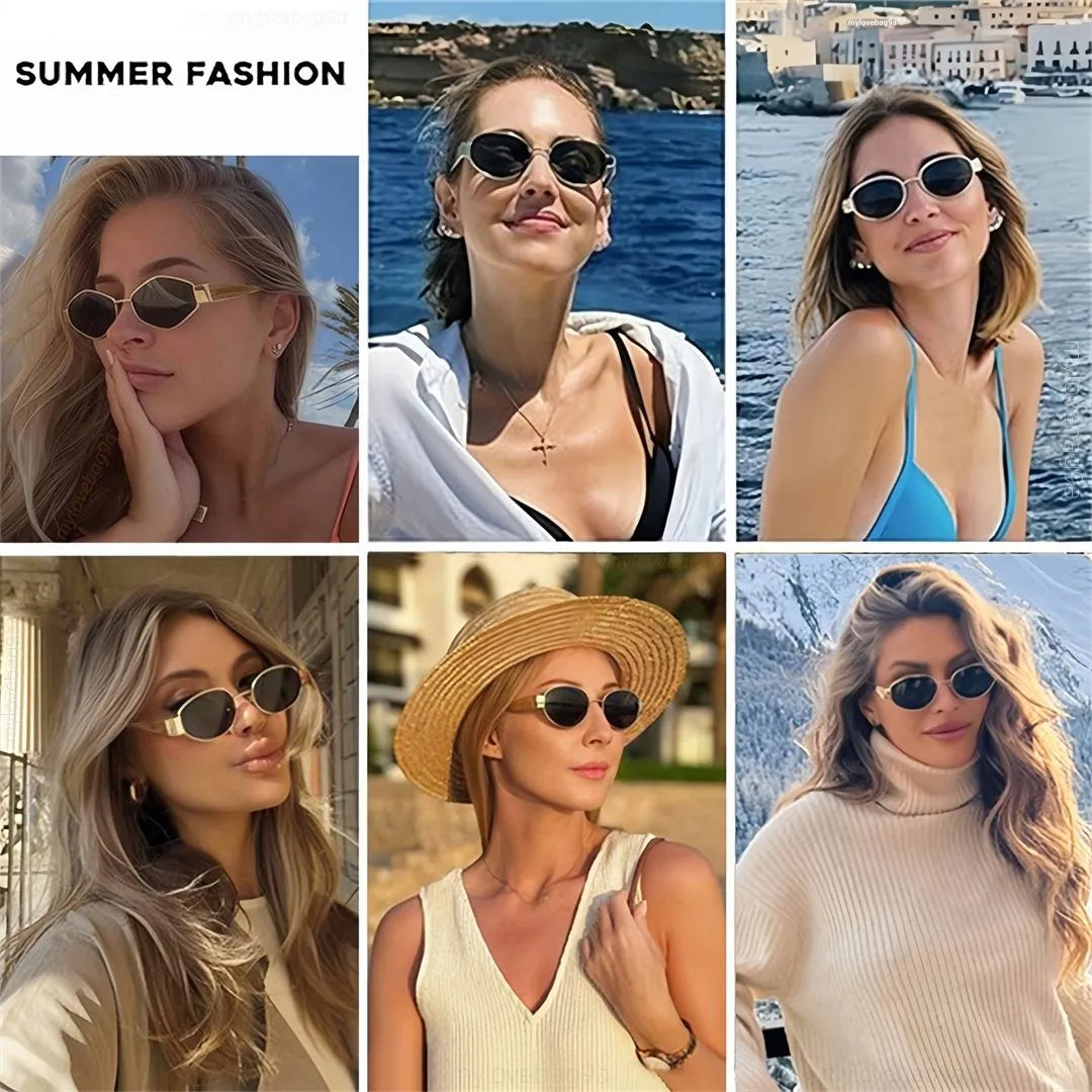 10A Womens Designer Sunglasses Retro Small round Frame Arc De 40235 Oval Frame Sunglasses for Women Metal Mirror Legs Green Lens Fashion Luxury Men Glasses with Box