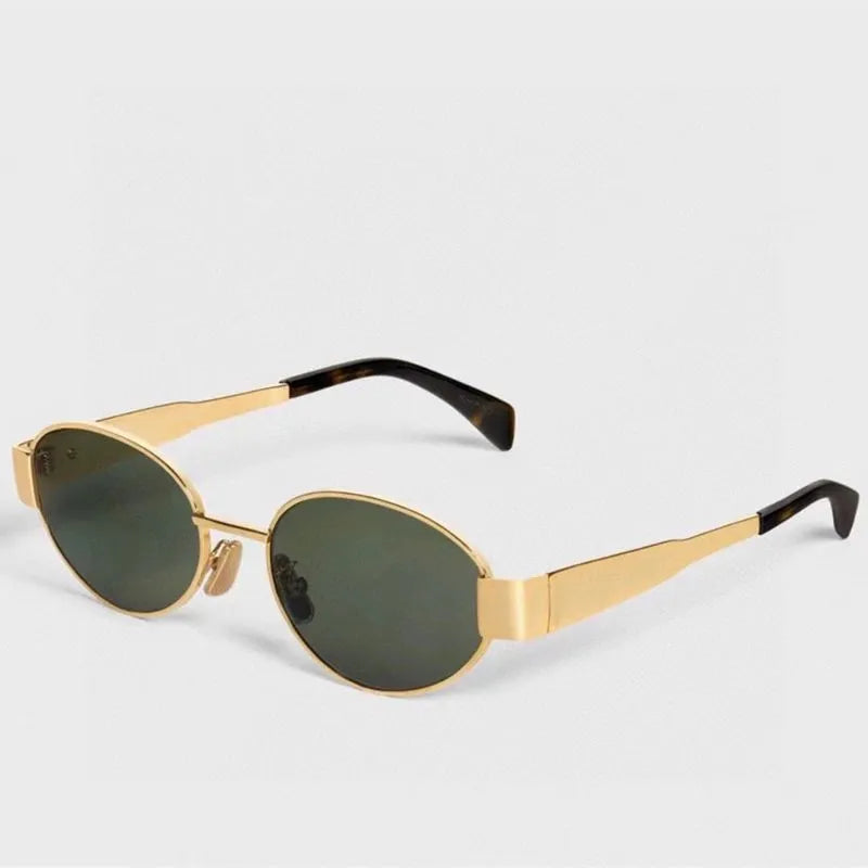 10A Womens Designer Sunglasses Retro Small round Frame Arc De 40235 Oval Frame Sunglasses for Women Metal Mirror Legs Green Lens Fashion Luxury Men Glasses with Box